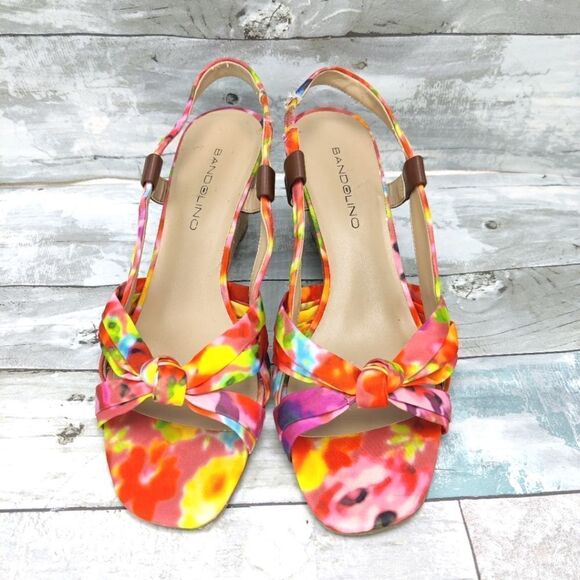 Bandolino Colorful Espadrille Wedge Heel Sandal 'Rasken' Square Toe Sz 8.5 - Picture 2 of 16